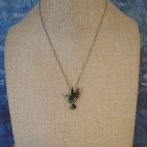 Abalone Hummingbird Pendant Necklace